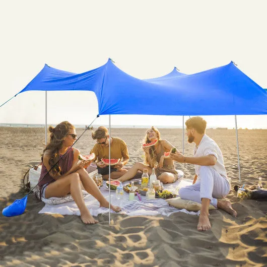 10 x 10 Feet Large Beach Sunshade Beach Tent Canopy with Sandbags-Blue