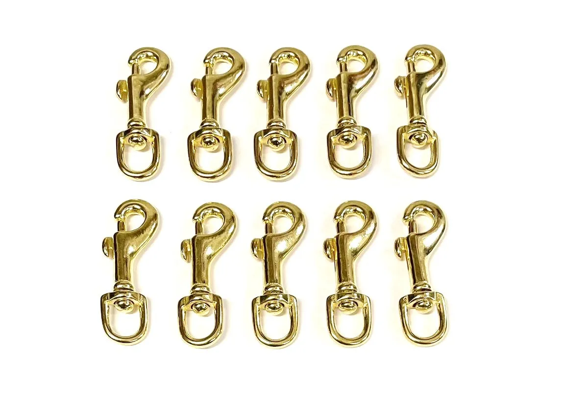 10mm Solid Brass Swivel Trigger Clip Hook Round Eye Heavy Duty For Dog Leads