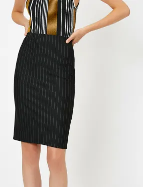 12053 White Striped Midi Skirt