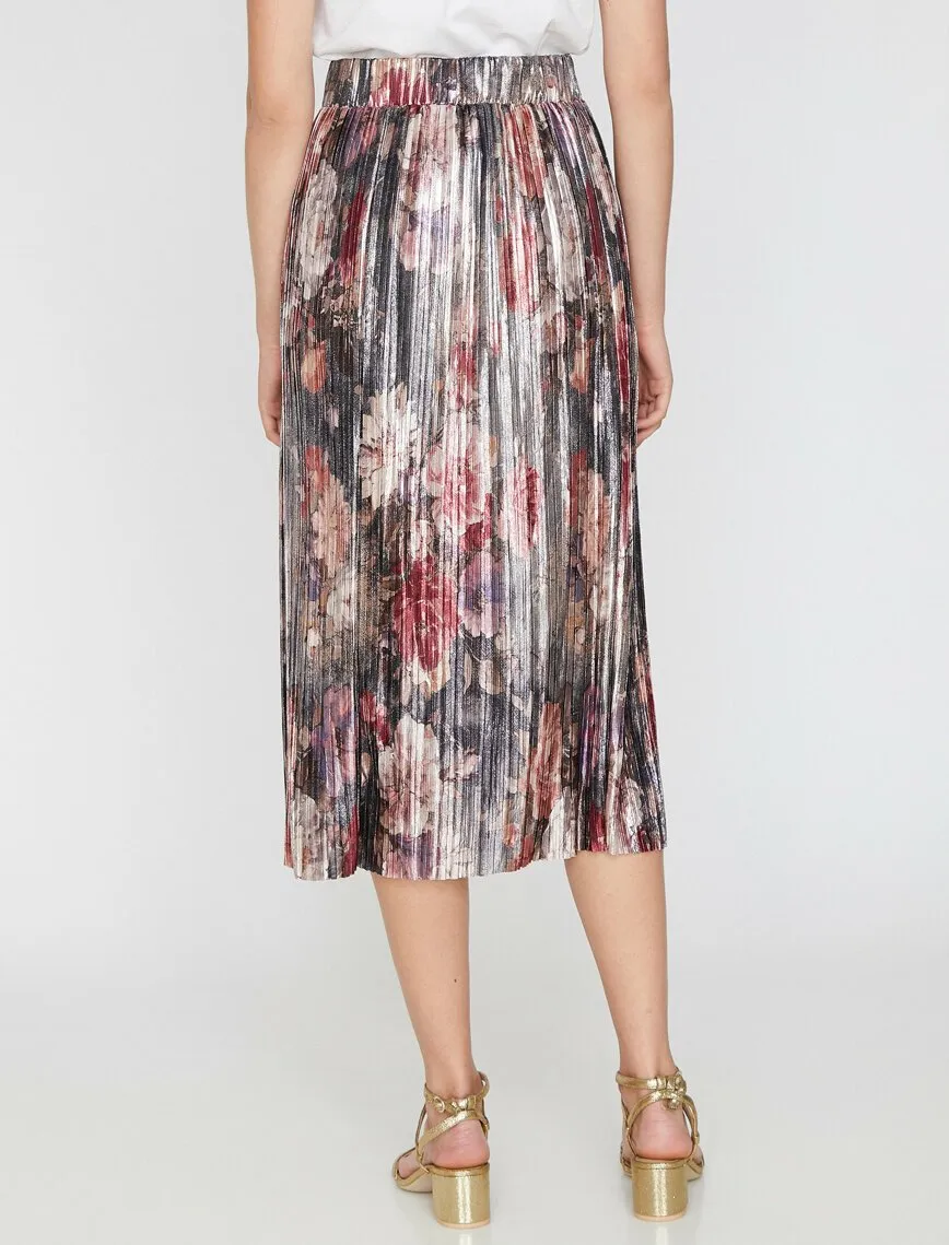 12247 Multi Colour Floral Midi Skirt