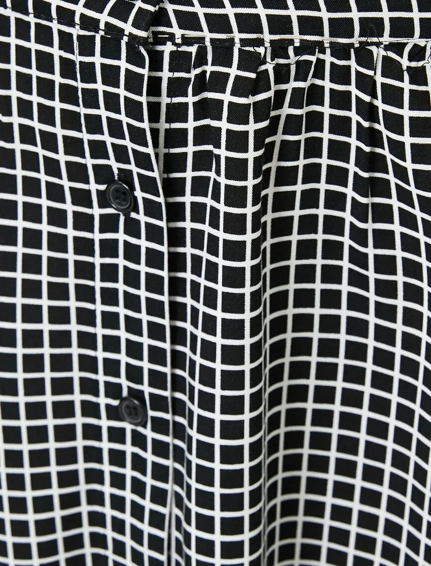 12264 Black Check Midi Skirt