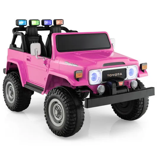 12V 2-Seat Licensed Kids Ride On Toyota FJ40 Car with 2.4G Remote Control-Pink