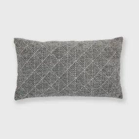 14"x24" Oversized Geometric Chenille Woven Jacquard Reversible Lumbar Throw Pillow Charcoal Gray - freshmint