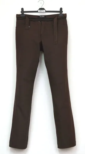 2002 Brown Double Cotton Jeans with Deconstructed Zip Waistband