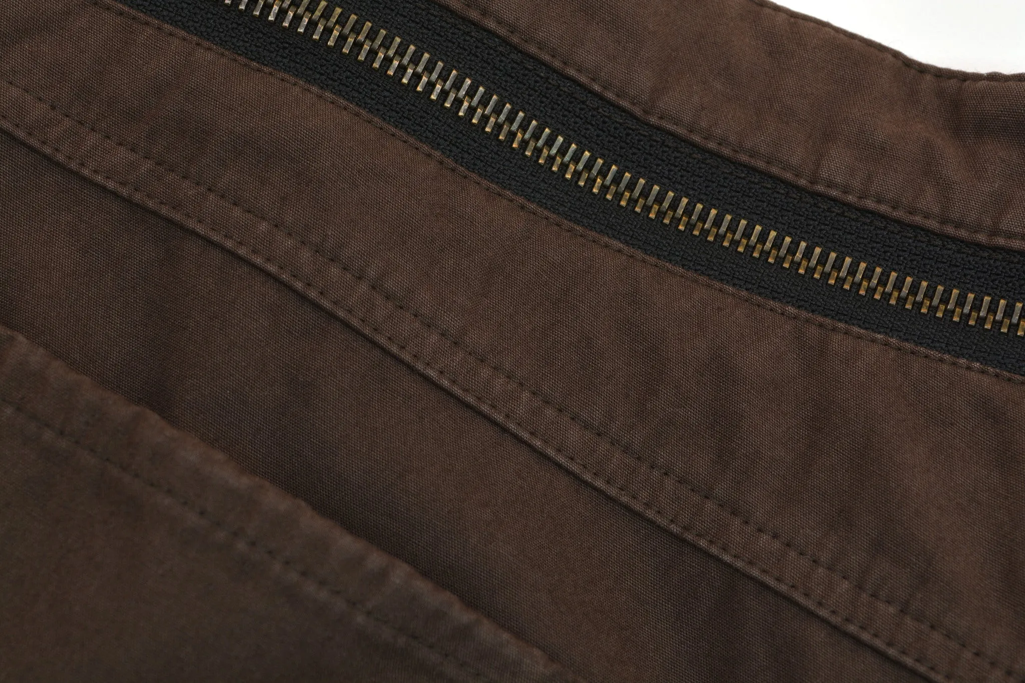 2002 Brown Double Cotton Jeans with Deconstructed Zip Waistband