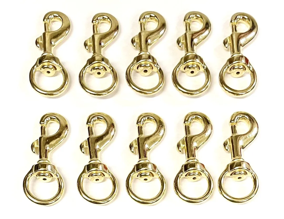 20mm Solid Brass Swivel Trigger Clip Hook Round Eye Heavy Duty For Dog Leads