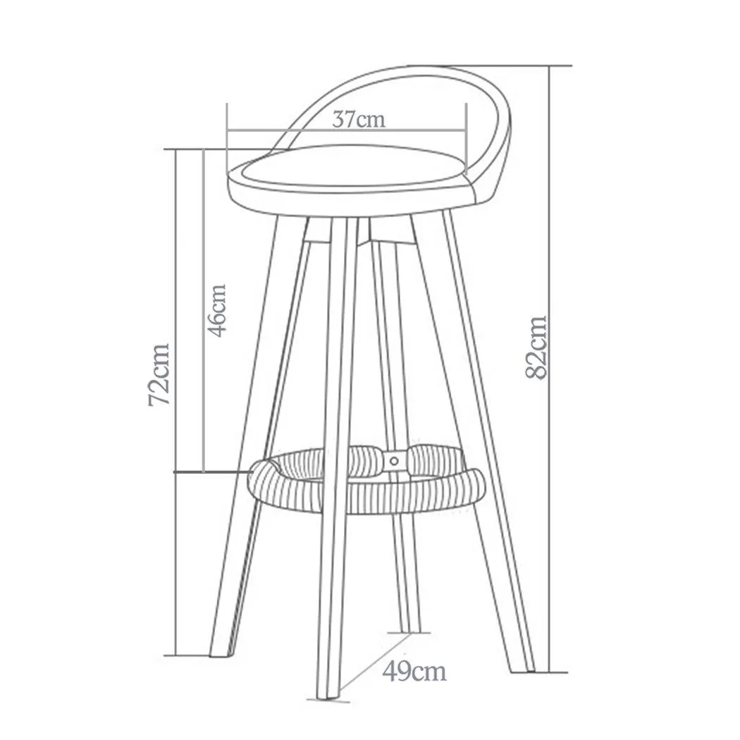 2x Levede Fabric Swivel Bar Stool Kitchen Stool Dining Chair Barstools Grey