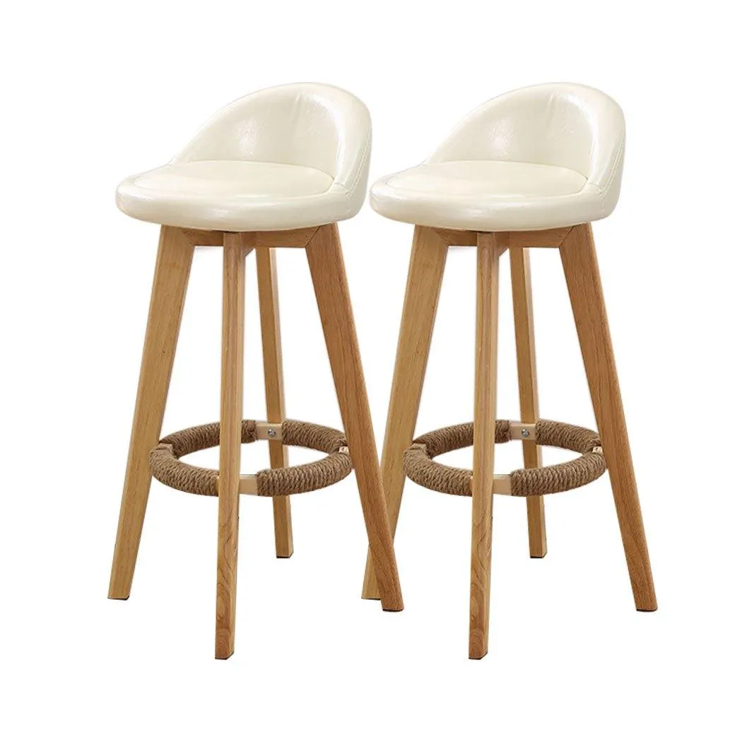 2x Levede Leather Swivel Bar Stool Kitchen Stool Dining Chair Barstools Cream