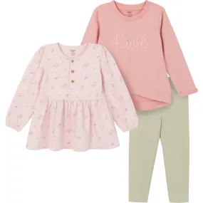 3-Piece Toddler Girls Pink Tunics and Leggings