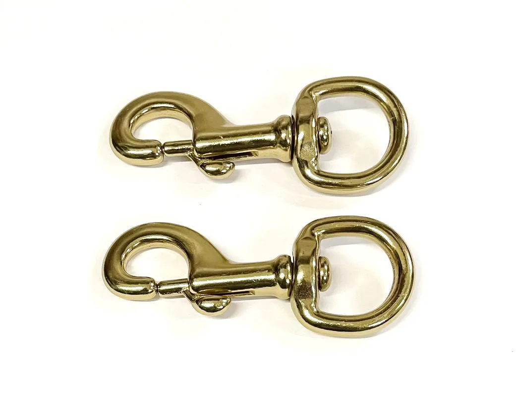 32mm Solid Brass Swivel Trigger Clip Hook Round Eye Heavy Duty For Dog Leads