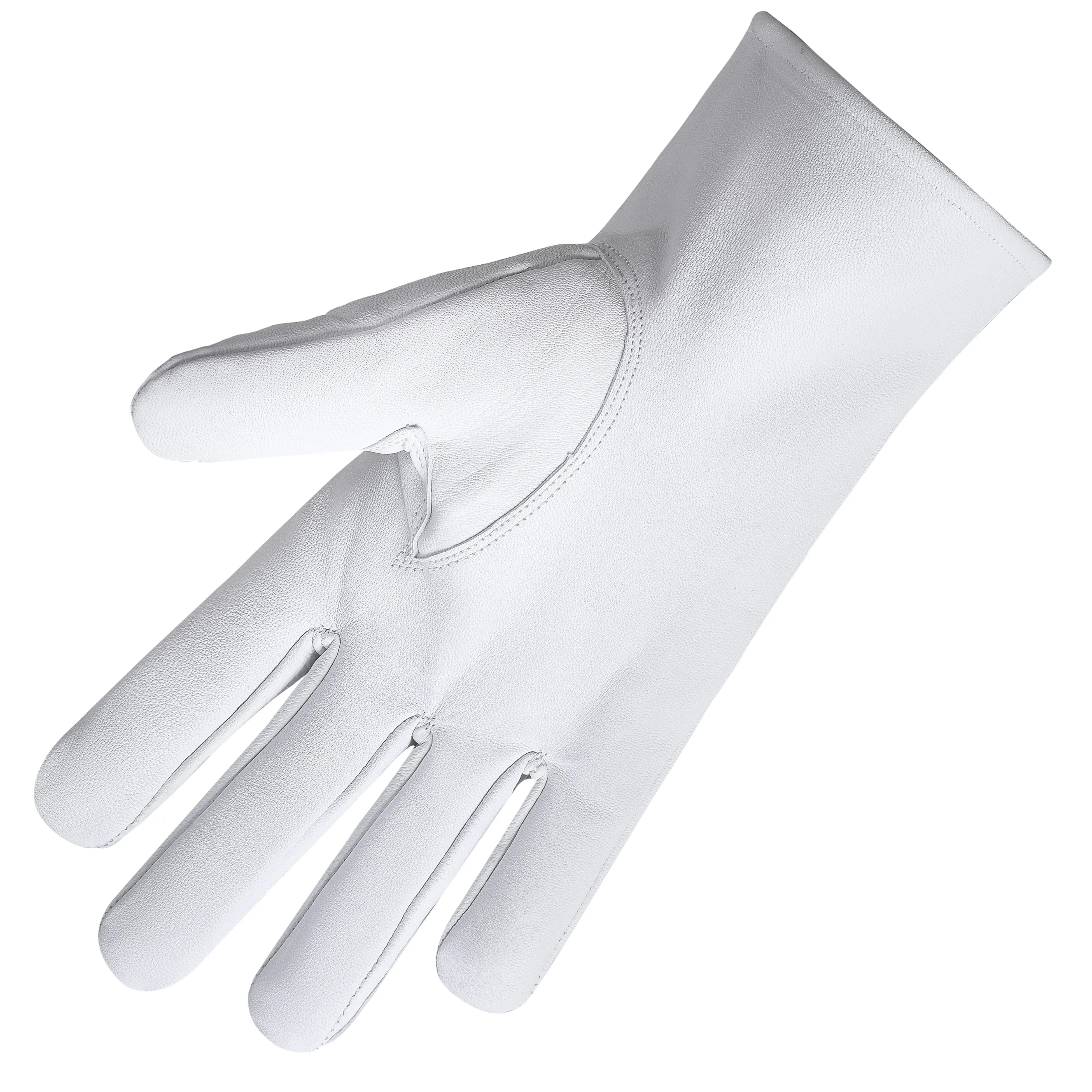 33rd Degree Scottish Rite Gloves - White Leather With Gold Emblem