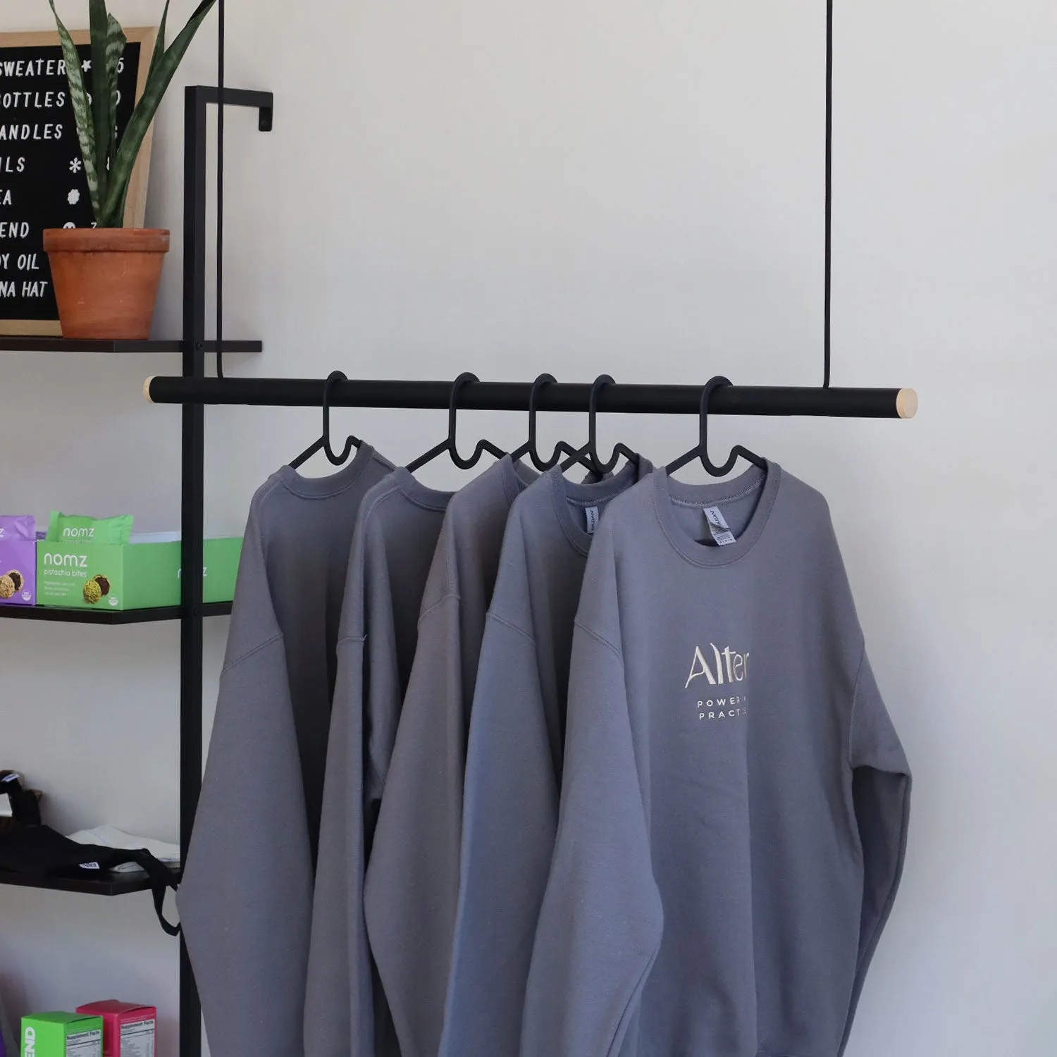 40" Hanging Clothes Rack with Metal Rail