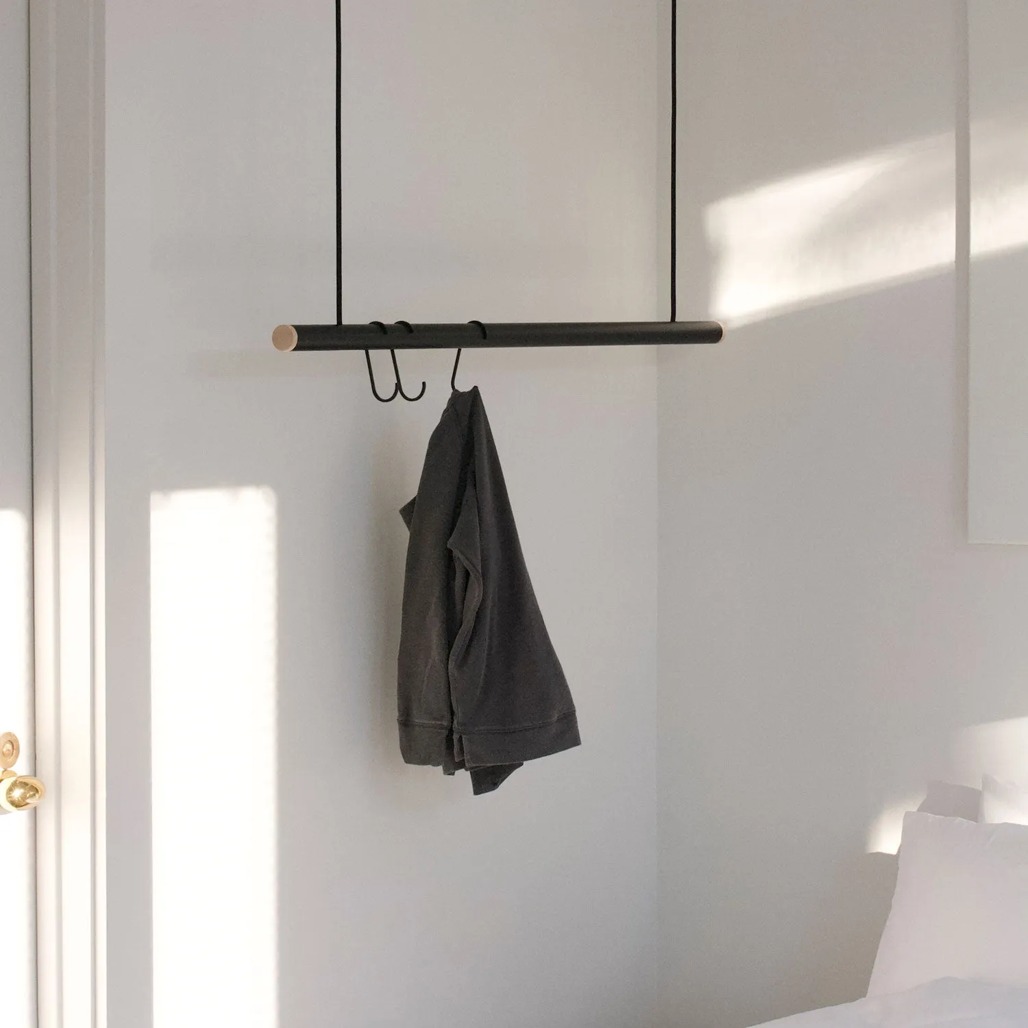 40" Hanging Clothes Rack with Metal Rail