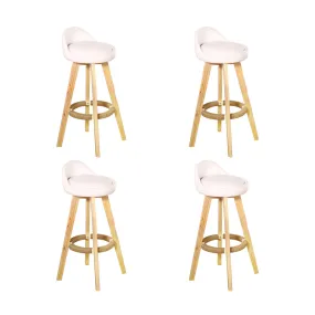 4x Levede Leather Swivel Bar Stool Kitchen Stool Dining Chair Barstools Cream