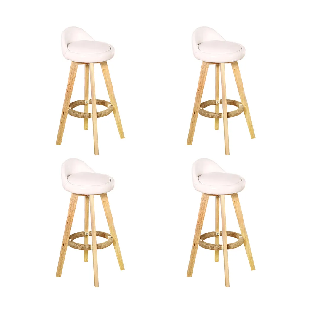 4x Levede Leather Swivel Bar Stool Kitchen Stool Dining Chair Barstools Cream