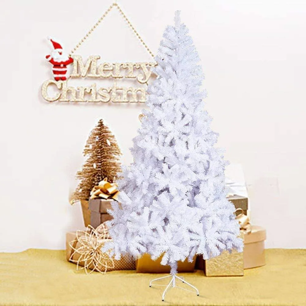 8' High Christmas Tree 1500 Tips Decorate Pine Tree W/ Metal Legs, White