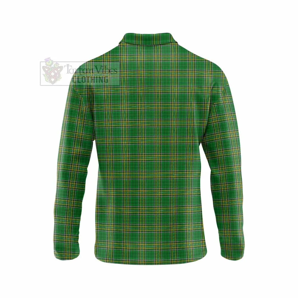 Abbott Irish Clan Tartan Long Sleeve Polo Shirt with Coat of Arms