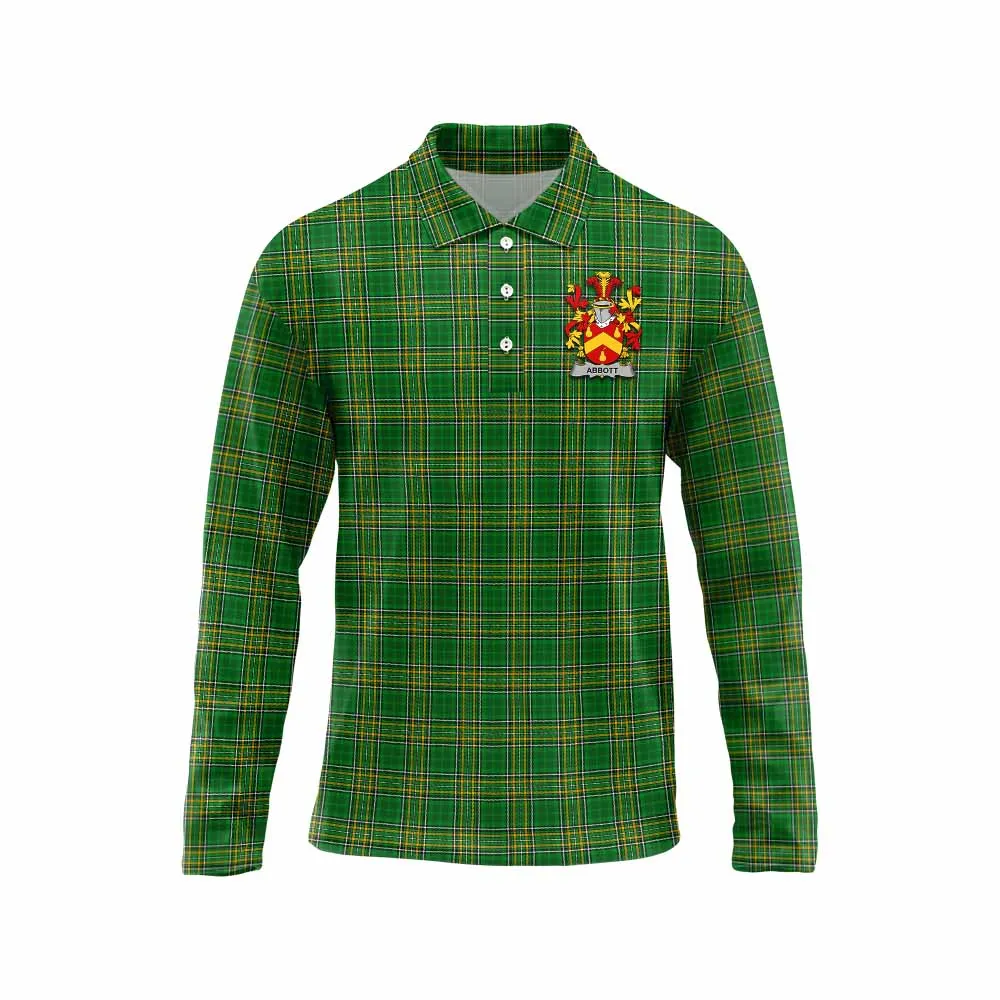 Abbott Irish Clan Tartan Long Sleeve Polo Shirt with Coat of Arms