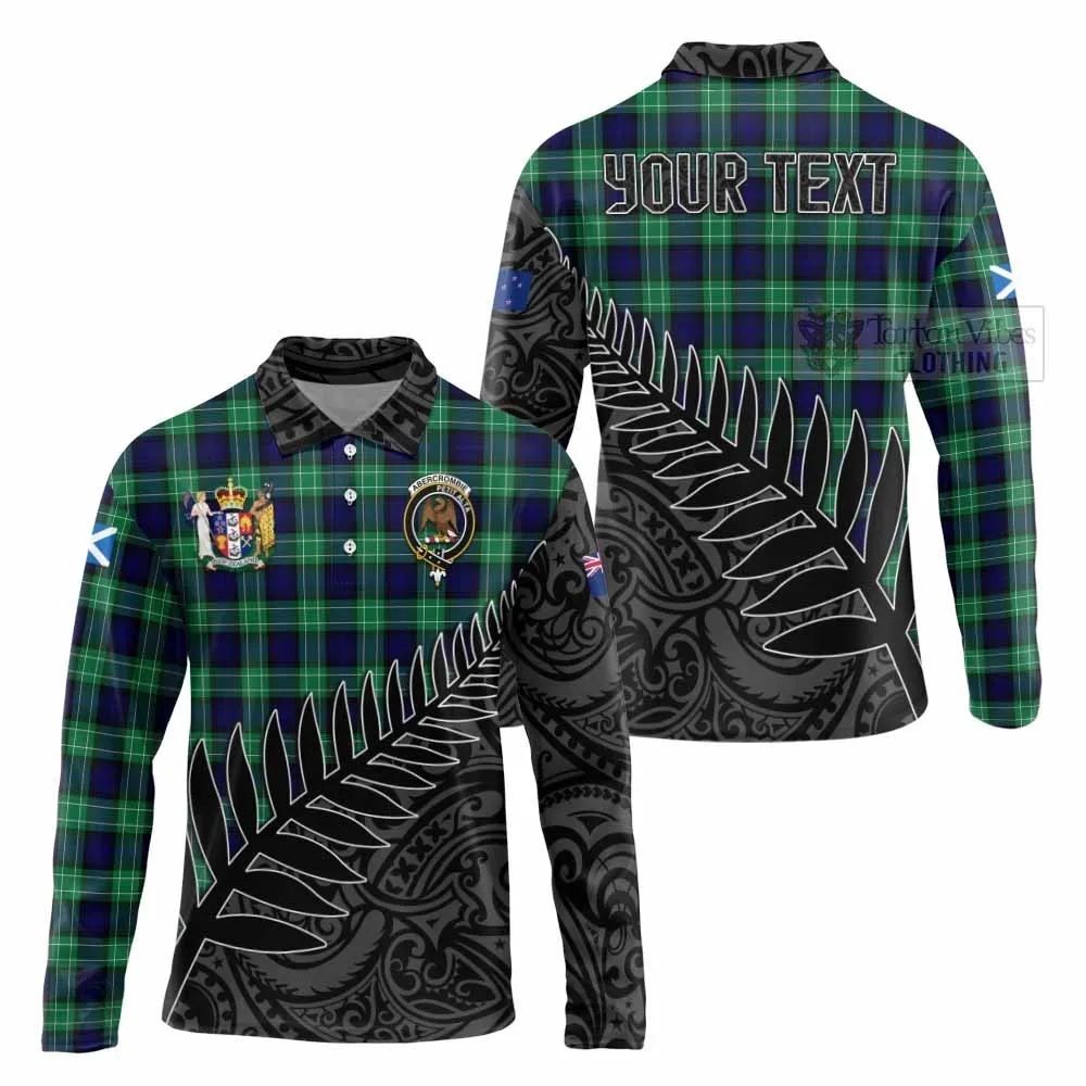 Abercrombie Crest Tartan Long Sleeve Polo Shirt with New Zealand Silver Fern Half Style