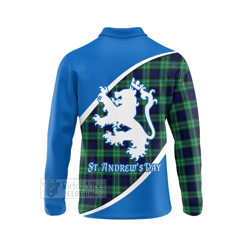 Abercrombie Family Crest Tartan Long Sleeve Polo Shirt Celebrate Saint Andrew's Day in Style