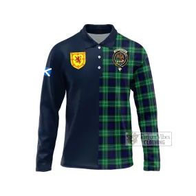 Abercrombie Tartan Long Sleeve Polo Shirt Alba with Scottish Lion Royal Arm Half Style