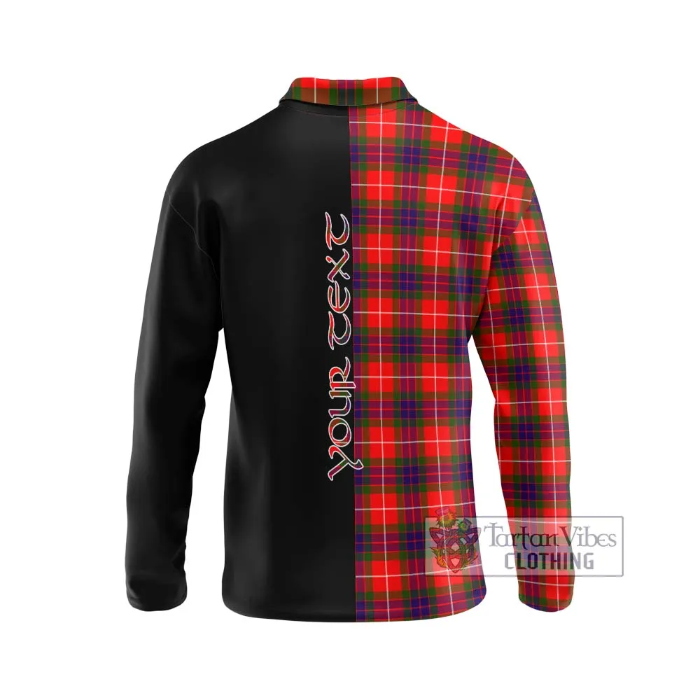 Abernethy Tartan Long Sleeve Polo Shirt with Family Crest and Half Of Me Style