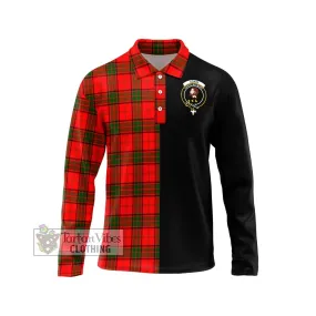 Adair Tartan Long Sleeve Polo Shirt with Family Crest and Half Of Me Style