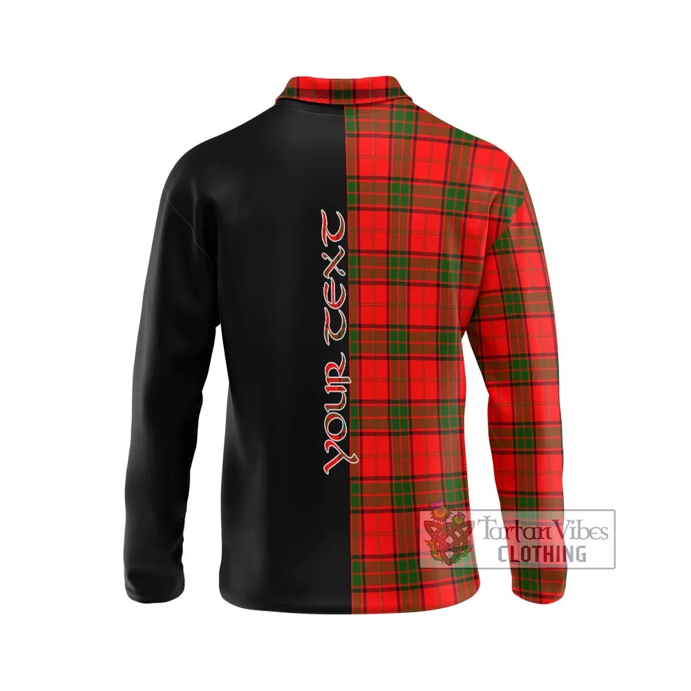 Adair Tartan Long Sleeve Polo Shirt with Family Crest and Half Of Me Style