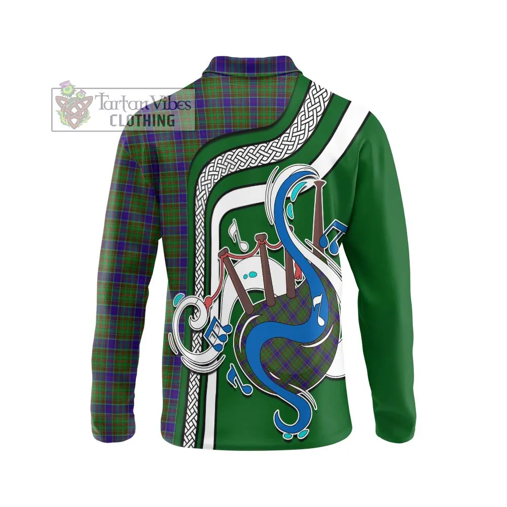 Adam Tartan Long Sleeve Polo Shirt with Epic Bagpipe Style