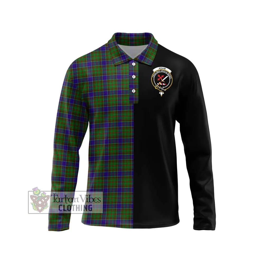 Adam Tartan Long Sleeve Polo Shirt with Family Crest and Half Of Me Style