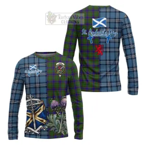 Adam Tartan Long Sleeve T-Shirt Happy St. Andrew's Day Half Tartan Style