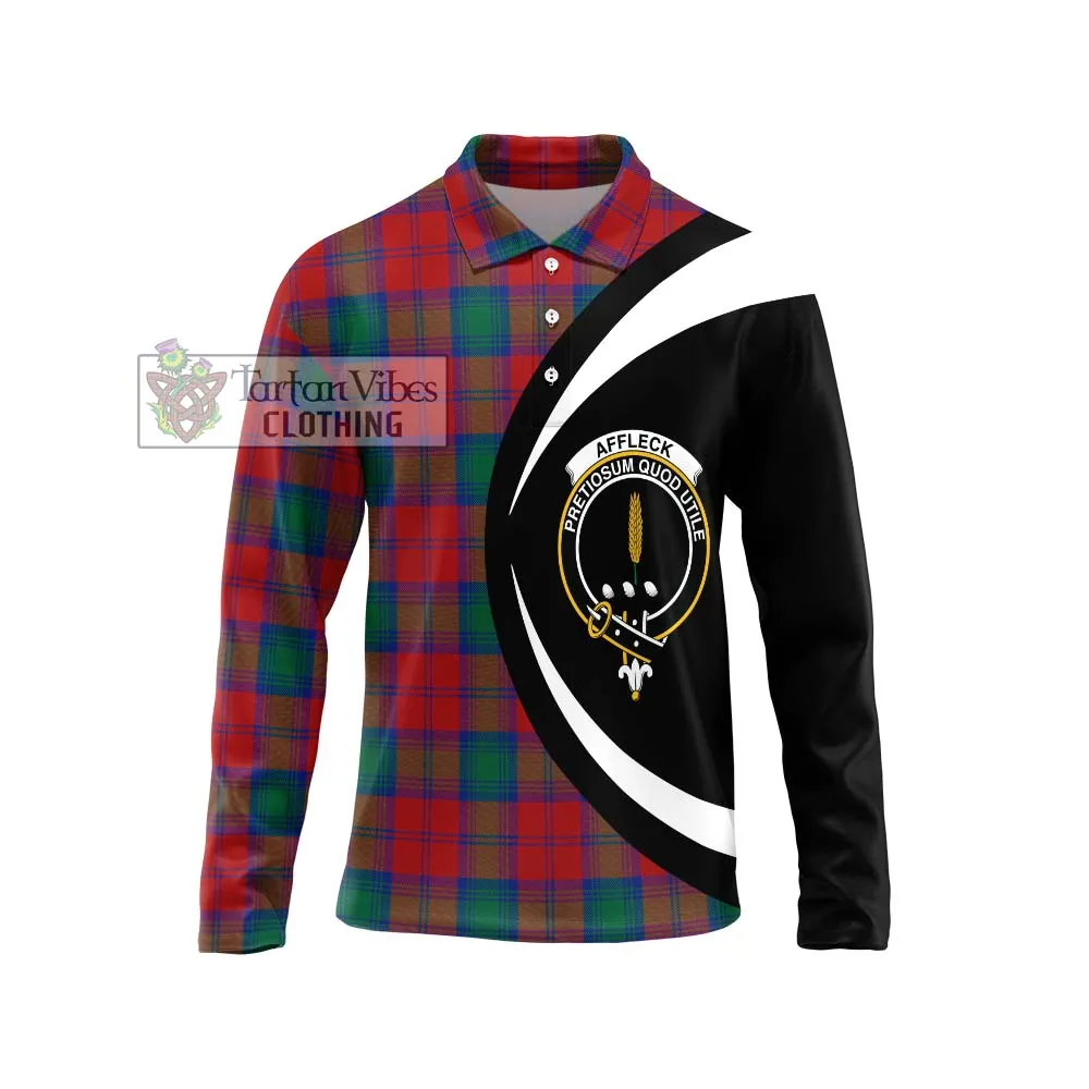 Affleck Tartan Long Sleeve Polo Shirt with Family Crest Circle Style