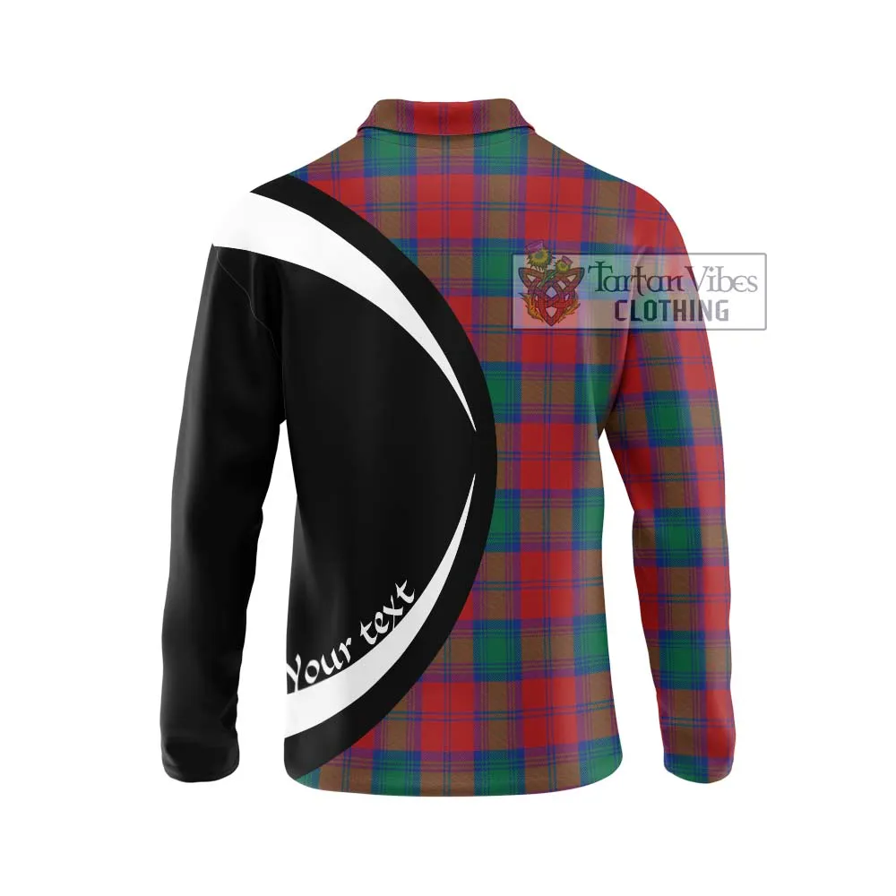 Affleck Tartan Long Sleeve Polo Shirt with Family Crest Circle Style