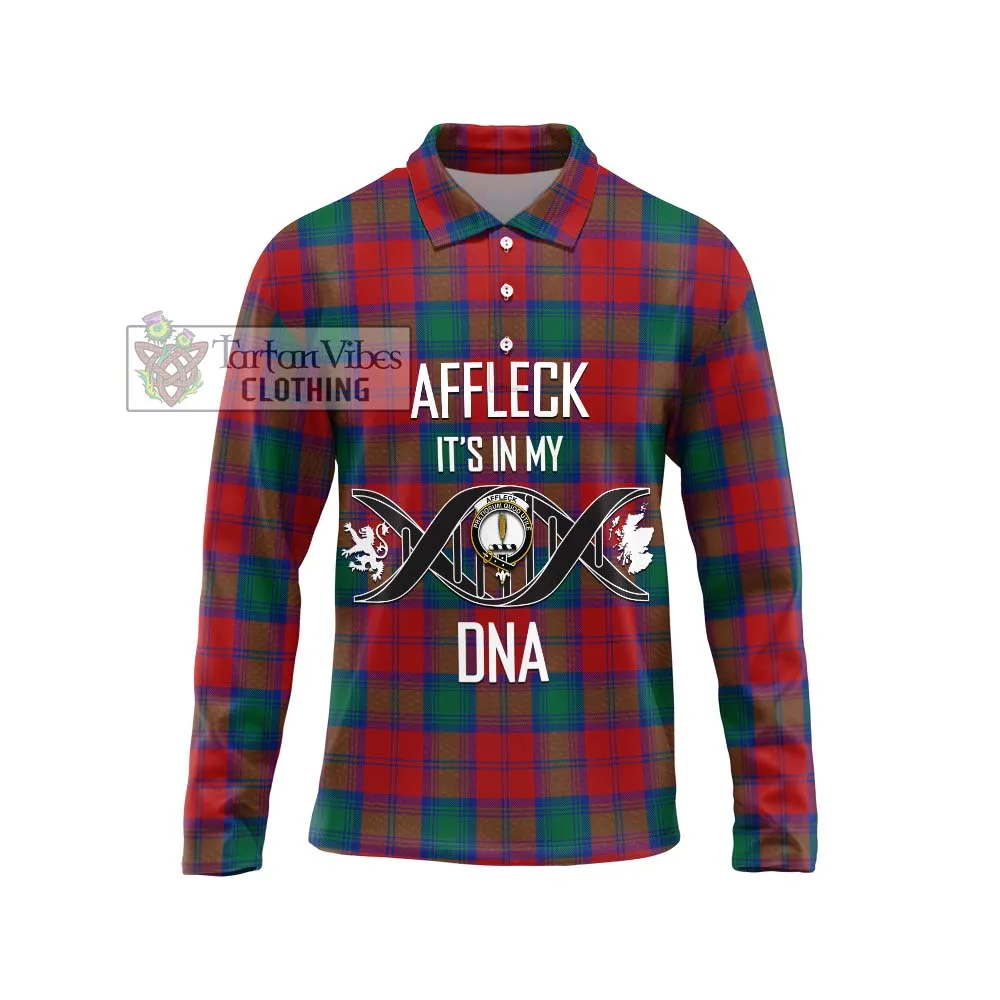 Affleck Tartan Long Sleeve Polo Shirt with Family Crest DNA In Me Style