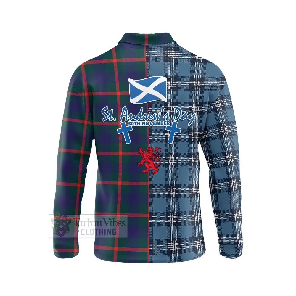 Agnew Tartan Long Sleeve Polo Shirt Happy St. Andrew's Day Half Tartan Style