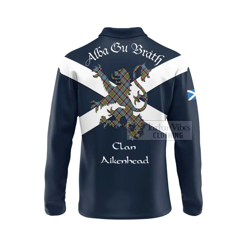 Aikenhead Tartan Lion Rampant Long Sleeve Polo Shirt  Proudly Display Your Heritage with Alba Gu Brath and Clan Name