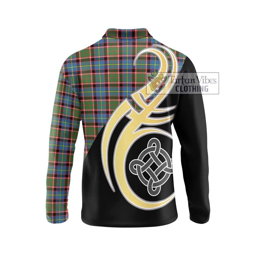 Aikenhead Tartan Long Sleeve Polo Shirt with Family Crest and Celtic Symbol Style