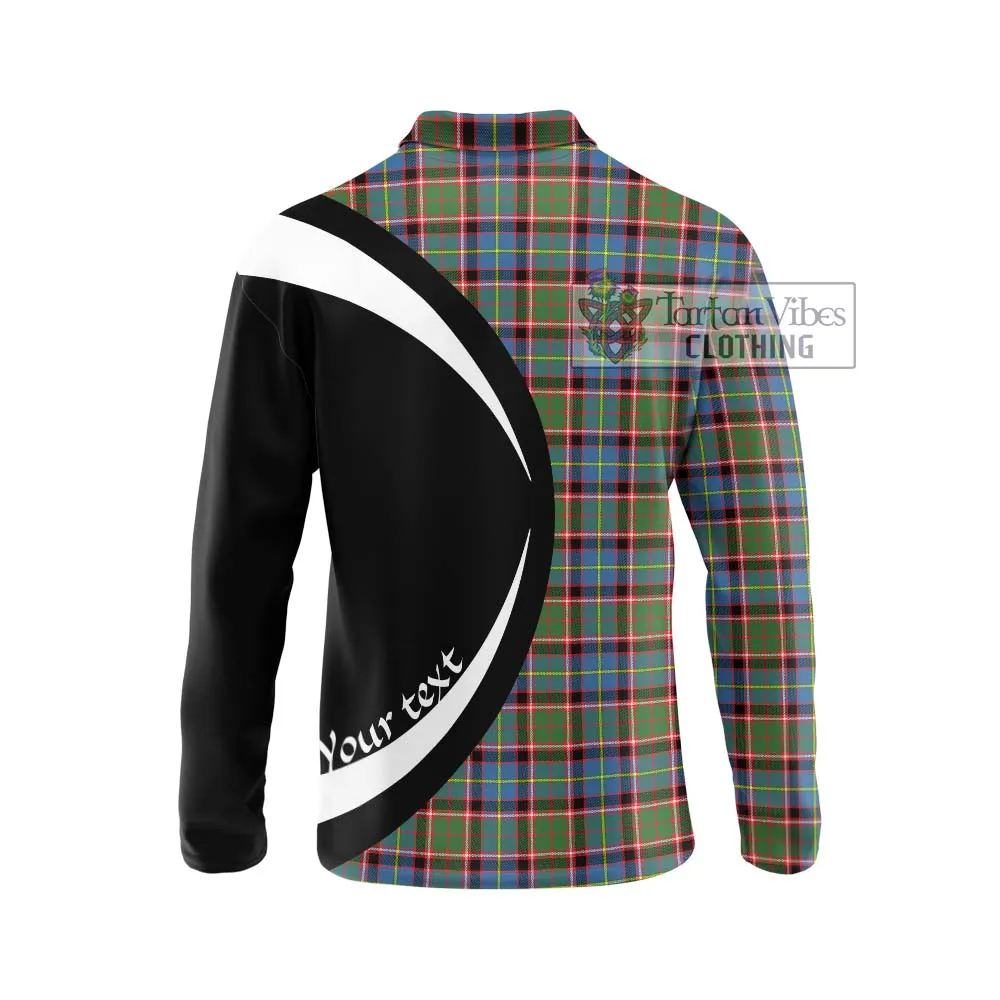 Aikenhead Tartan Long Sleeve Polo Shirt with Family Crest Circle Style