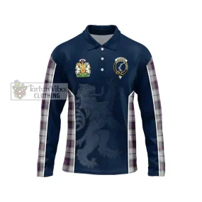 Alexander of Menstry Dress Tartan Long Sleeve Polo Shirt with Family Crest and Lion Rampant Vibes Sport Style