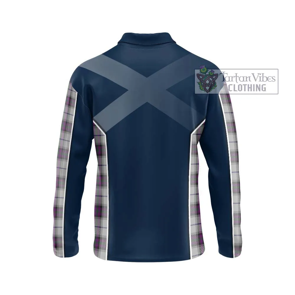 Alexander of Menstry Dress Tartan Long Sleeve Polo Shirt with Family Crest and Lion Rampant Vibes Sport Style