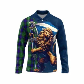 Alexander Tartan Family Crest Long Sleeve Polo Shirt with Scottish Majestic Lion