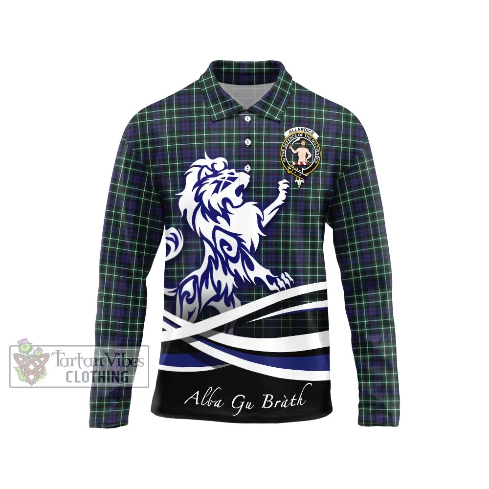 Allardice Tartan Long Sleeve Polo Shirt with Alba Gu Brath Regal Lion Emblem