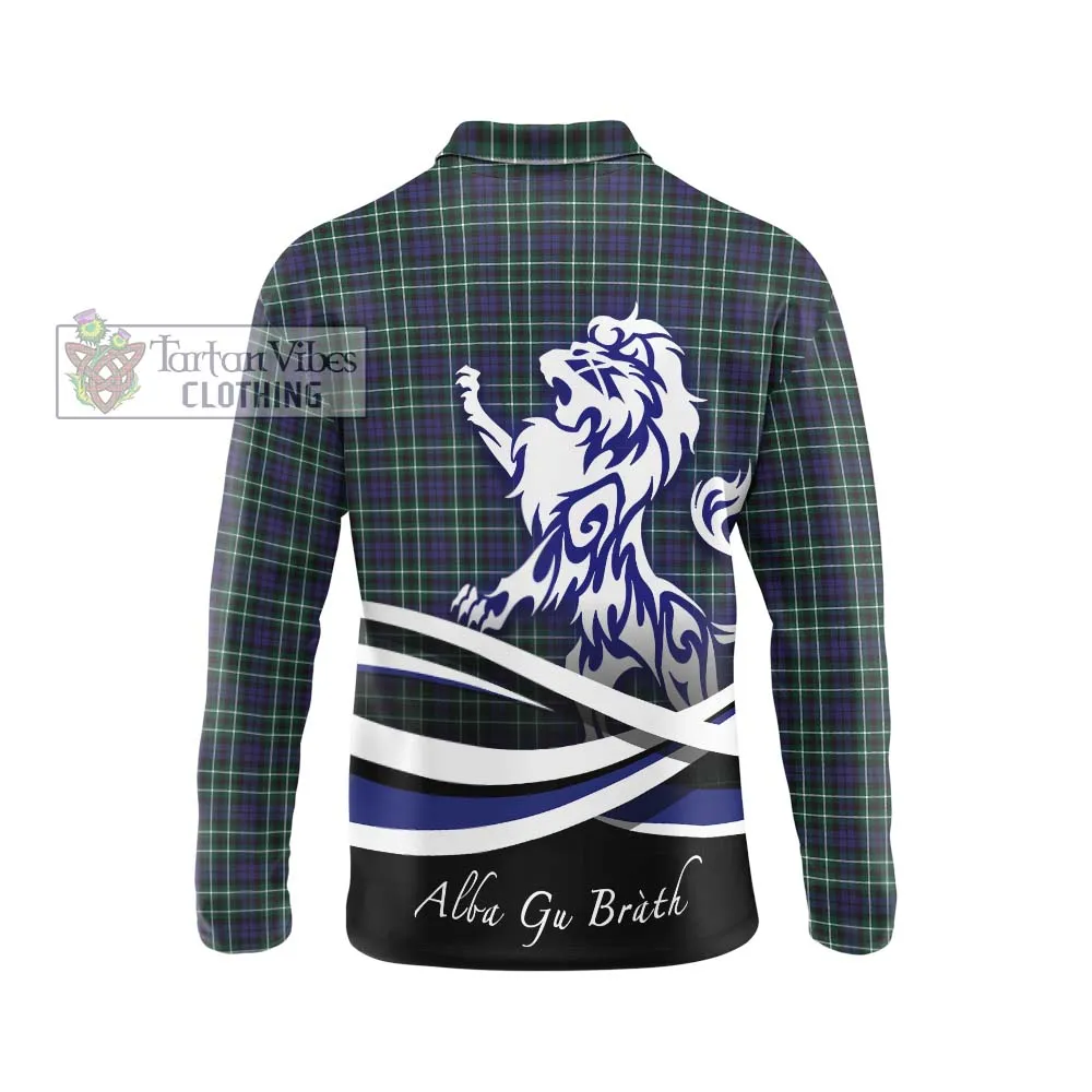 Allardice Tartan Long Sleeve Polo Shirt with Alba Gu Brath Regal Lion Emblem