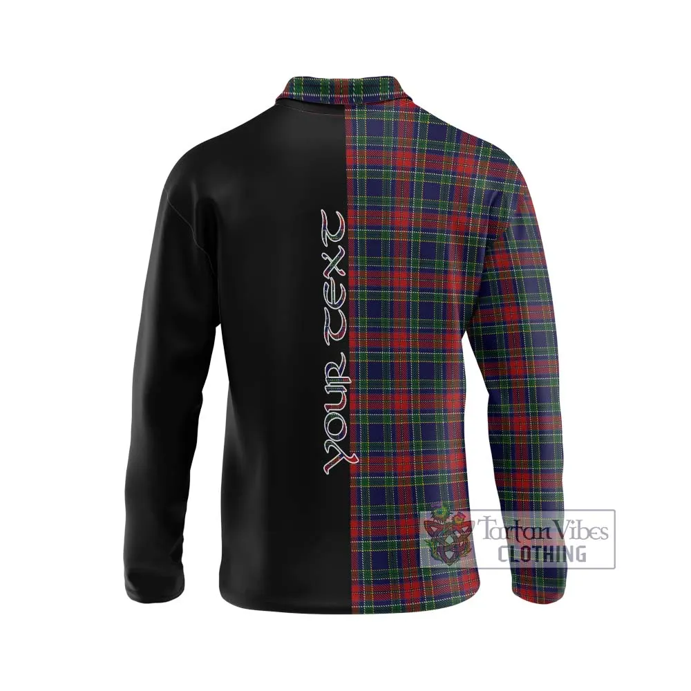 Allison Red Tartan Long Sleeve Polo Shirt with Family Crest and Half Of Me Style