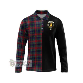 Allison Red Tartan Long Sleeve Polo Shirt with Family Crest and Half Of Me Style