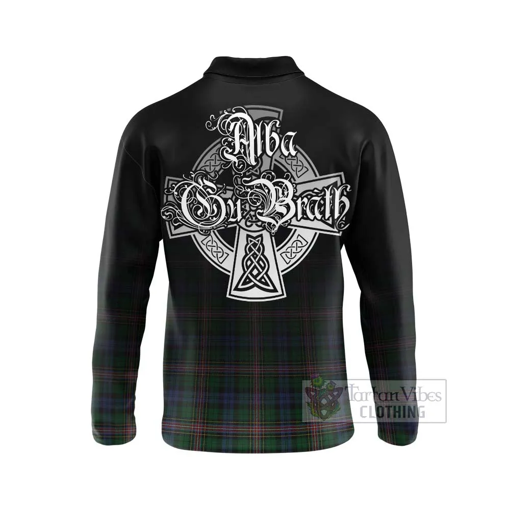 Allison Tartan Long Sleeve Polo Shirt Featuring Alba Gu Brath Family Crest Celtic Inspired