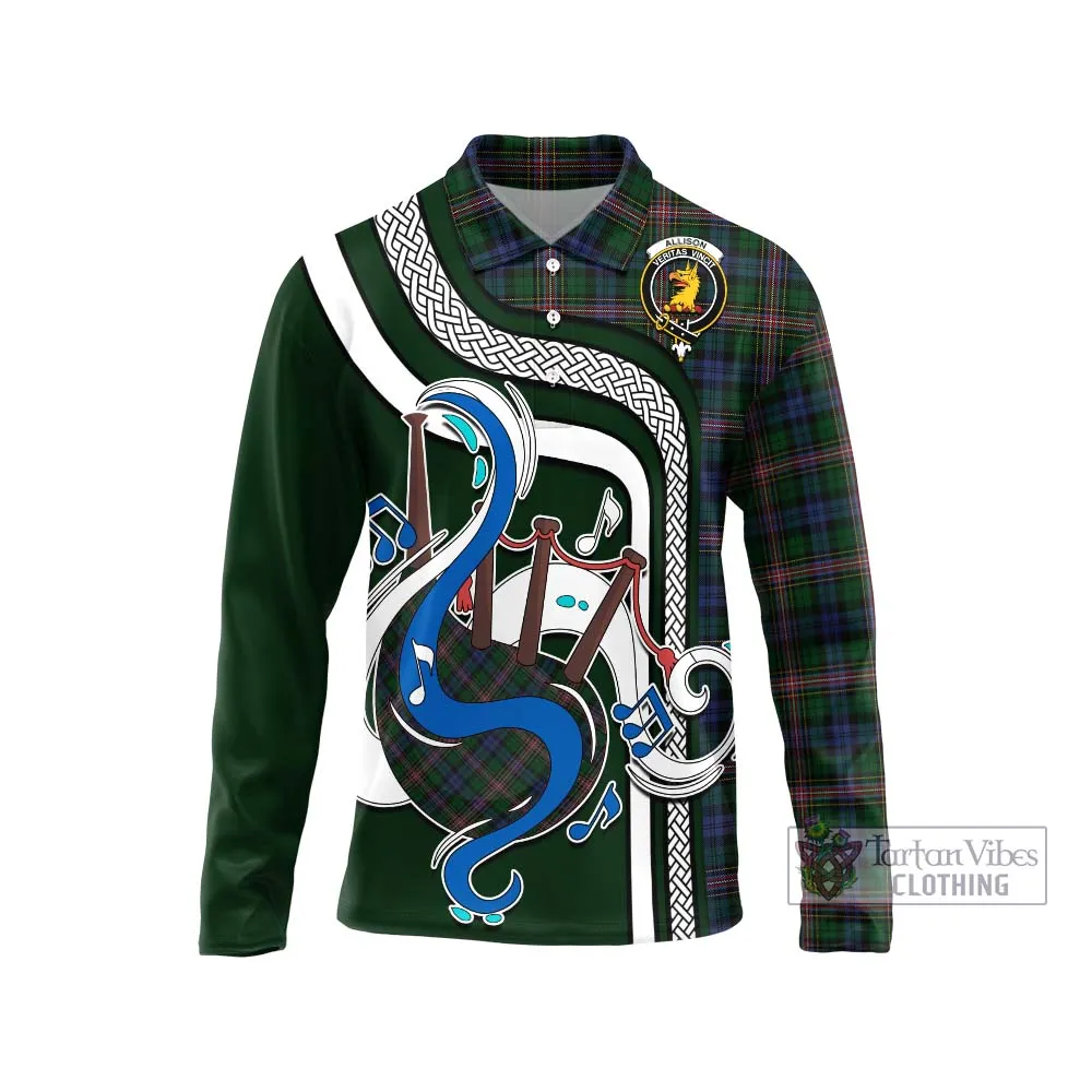 Allison Tartan Long Sleeve Polo Shirt with Epic Bagpipe Style