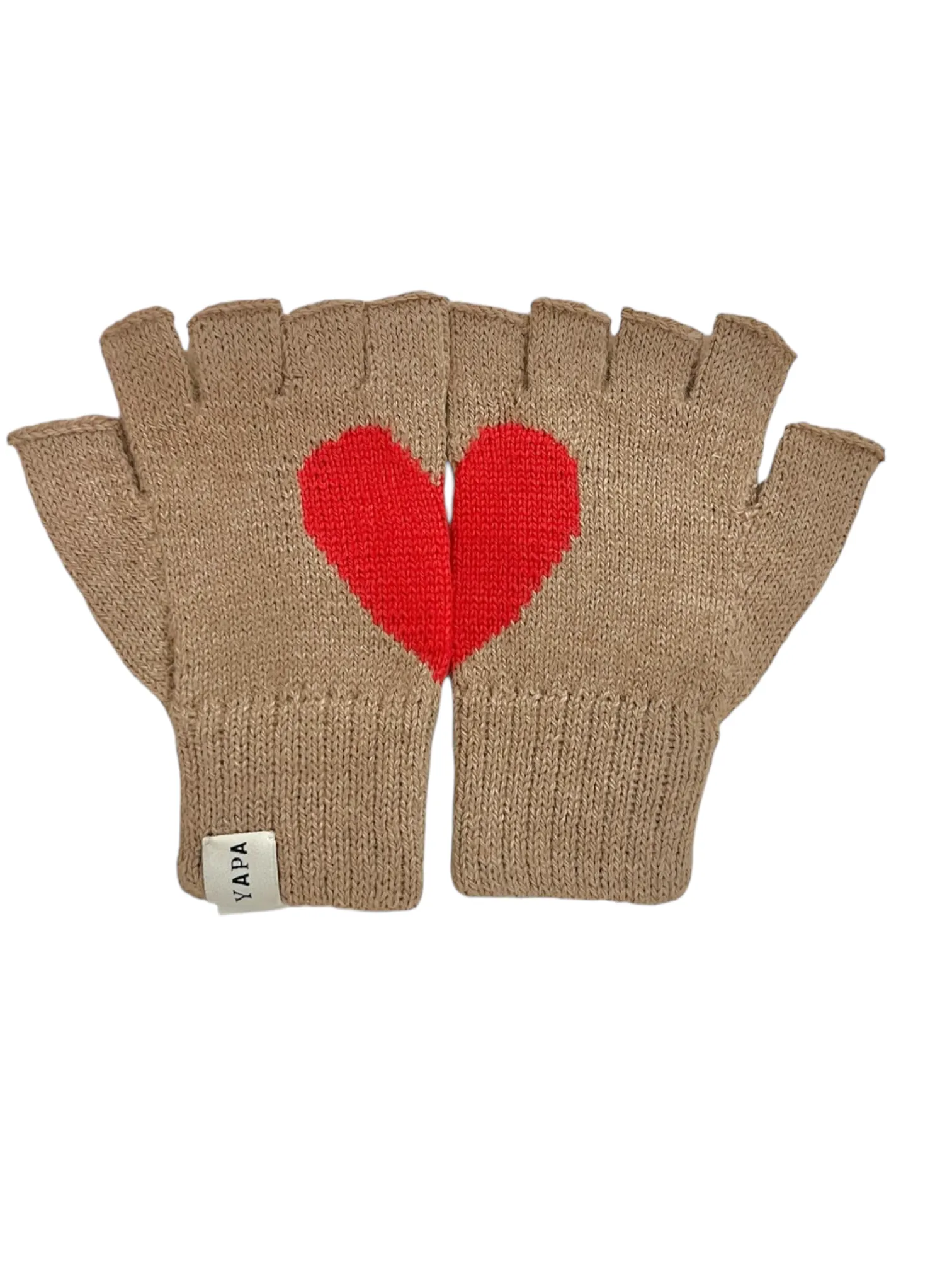 Alpaca Fingerless heart Gloves