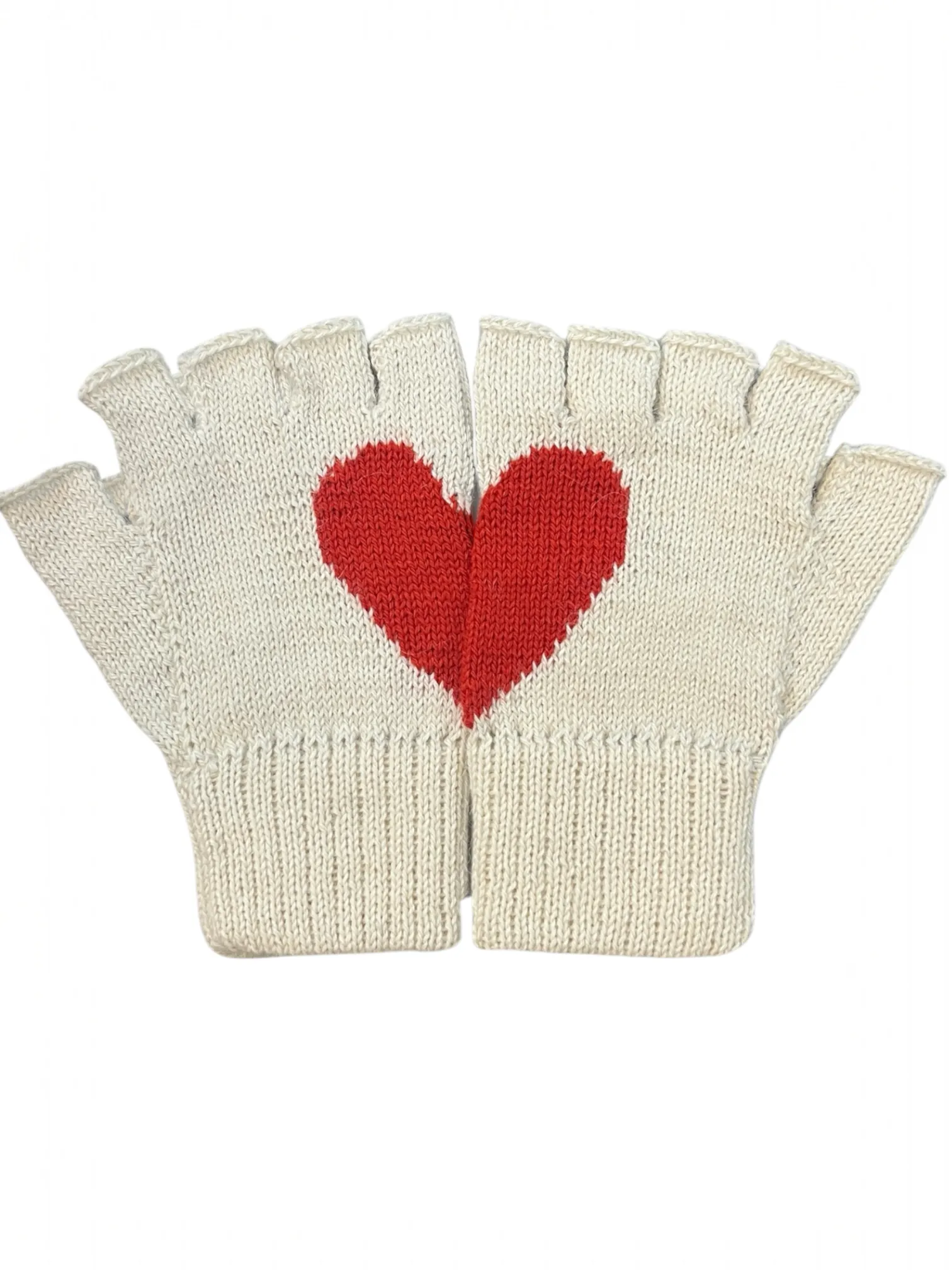 Alpaca Fingerless heart Gloves