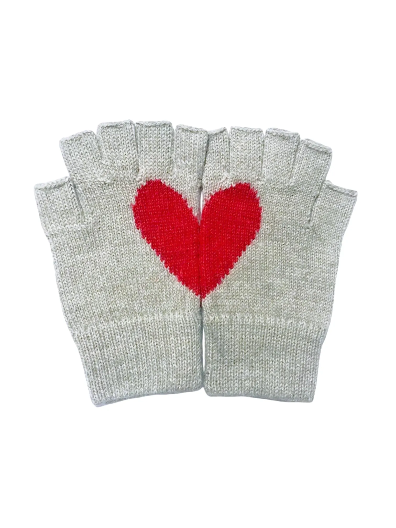 Alpaca Fingerless heart Gloves